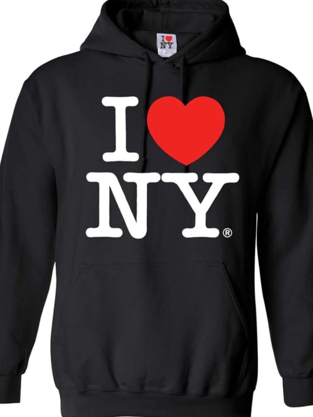 I Love NY Black Hoodie with Red Heart Graphic